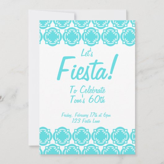 Lasst uns Fiesta! Blue Customizable Invite Einladung (Vorderseite)