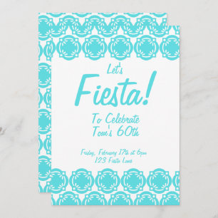 Lasst uns Fiesta! Blue Customizable Invite Einladung