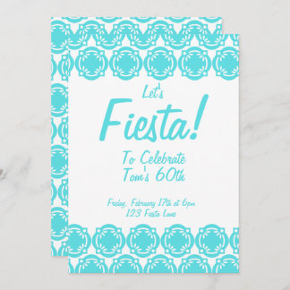 Lasst uns Fiesta! Blue Customizable Invite Einladung