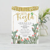 Lasst uns Fiesta Cactus Mexican Brautparty Einladung (Stehend Vorderseite)