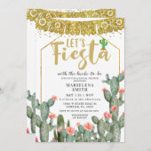 Lasst uns Fiesta Cactus Mexican Brautparty Einladung (Vorne/Hinten)