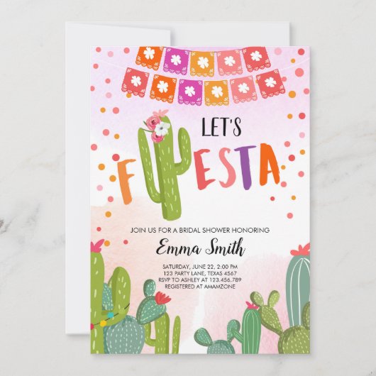 Lasst uns Fiesta Cactus Mexican Fiesta Couples Sho Einladung (Vorderseite)