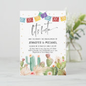 Lasst uns Fiesta Cactus Sukkulente Verlobung Einladung (Stehend Vorderseite)