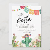 Lasst uns Fiesta Cactus Watercolor Brautparty Einladung (Vorderseite)
