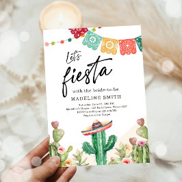 Lasst uns Fiesta Cactus Watercolor Brautparty Einladung