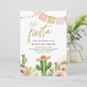 Lasst uns Fiesta Cactus Watercolor Brautparty Invi Einladung (Stehend Vorderseite)