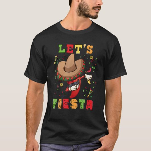 Lasst uns Fiesta Cinco De Mayo Dabbing Chili Mexik T-Shirt (Vorderseite)