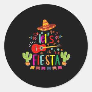 Lasst uns Fiesta Cinco De Mayo Gitarre Lustige Mex Runder Aufkleber