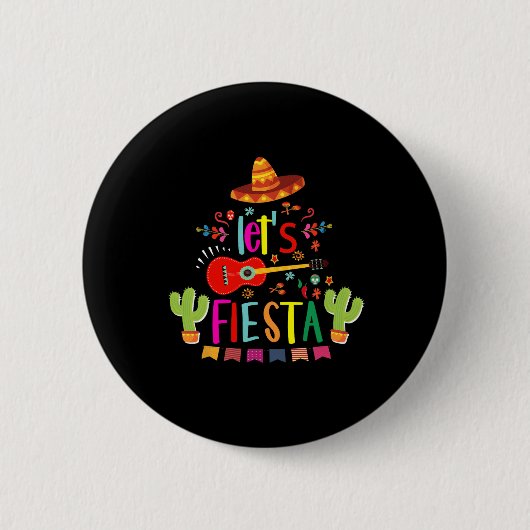 Lasst uns Fiesta Cinco De Mayo Guitar Funny Mexica Button (Vorderseite)
