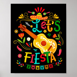 Lasst uns Fiesta Cinco De Mayo Guitar Funny Mexica Poster