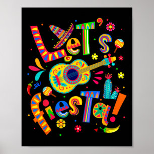 Lasst uns Fiesta Cinco De Mayo Mexican Party Guita Poster
