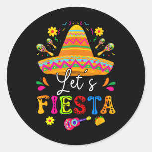 Lasst uns Fiesta Cinco De Mayo Mexican Party Guita Runder Aufkleber