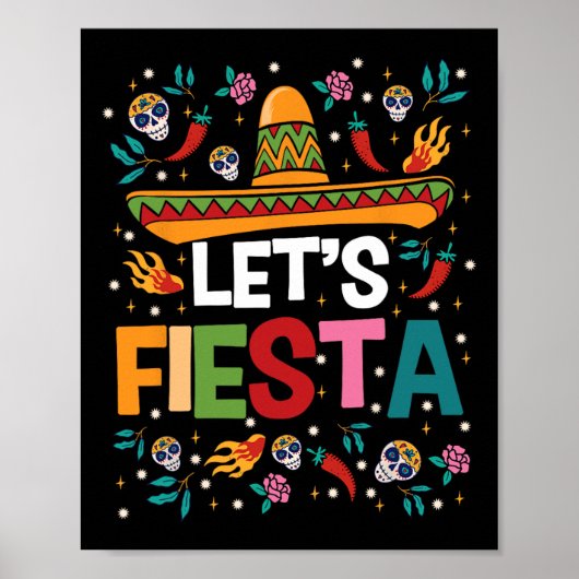 Lasst uns Fiesta Cinco De Mayo mexikanische Themen Poster (Vorne)
