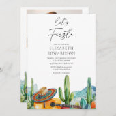 Lasst uns Fiesta Desert QR Code Foto Brautparty Einladung (Vorne/Hinten)