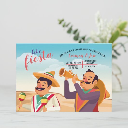 Lasst uns Fiesta einladen Einladung (Stehend Vorderseite)
