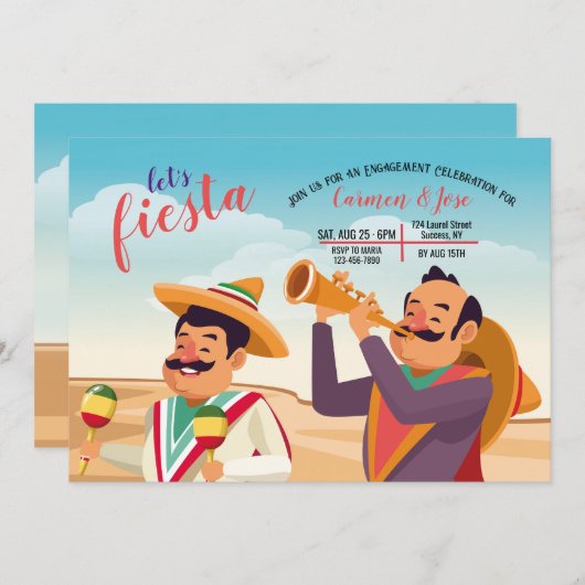 Lasst uns Fiesta einladen Einladung (Vorne/Hinten)