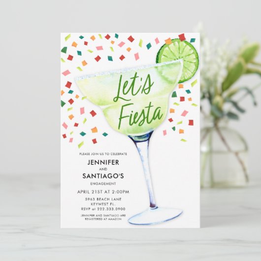 Lasst uns Fiesta-Engagement-Partei Einladung (Stehend Vorderseite)