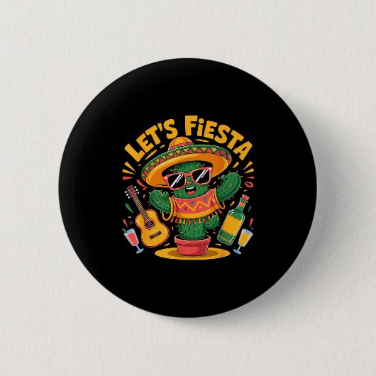 Lasst uns Fiesta feiern mexikanisch 5 de mayo lust Button (Vorderseite)
