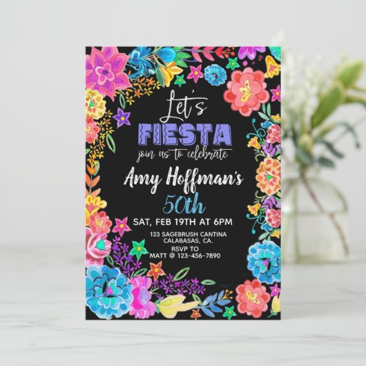 Lasst uns Fiesta, Fiesta Geburtstag, Einladung (Stehend Vorderseite)