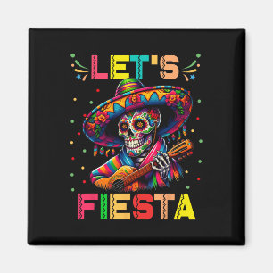 Lasst uns Fiesta Funny Sugar Skull spielen Gitarre Magnet