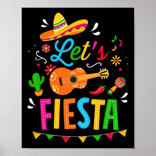 Lasst uns Fiesta für das lustige Cinco De Mayo Cos Poster (Vorne)