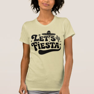 Lasst uns Fiesta Groovy Celebration Sombrero Kaktu T-Shirt