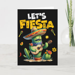 Lasst uns Fiesta Mexico Fiesta Taco Gitarre Kaktus Karte
