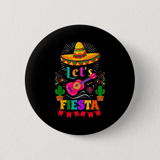 Lasst uns Fiesta mexikanischer Sombrero Cinco de M Button (Vorderseite)