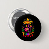 Lasst uns Fiesta mexikanischer Sombrero Cinco de M Button (Vorne & Hinten)
