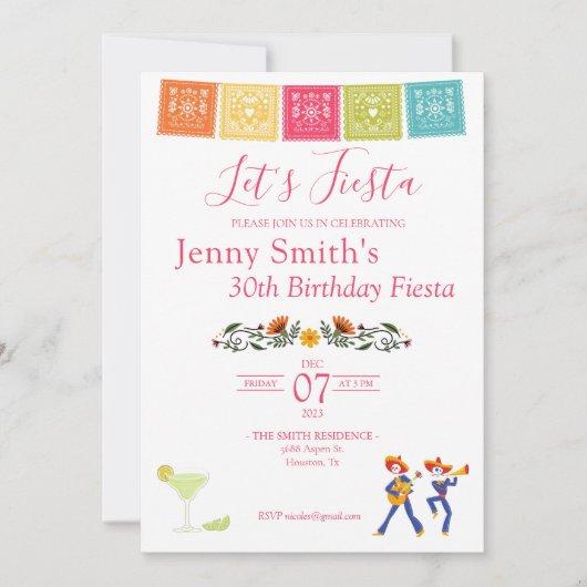 Lasst uns Fiesta Party einladen Einladung (Vorderseite)