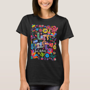 Lasst uns Fiesta San Antonio Floral Lustig Cinco D T-Shirt