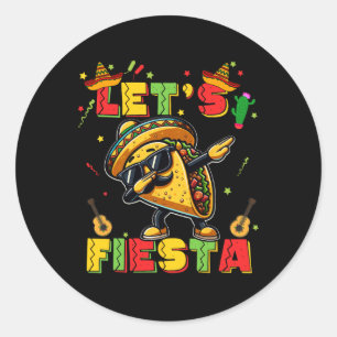 Lasst uns Fiesta Taco Cinco De Mayo Jungen Männer Runder Aufkleber