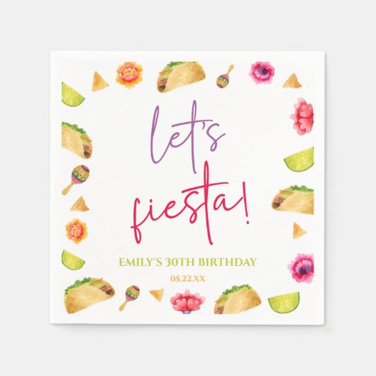 Lasst uns Fiesta Taco Mexican Fiesta Birthday Part Serviette (Vorderseite)