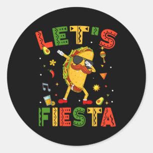 Lasst uns Fiesta Tacos Dabbing Cinco De Mayo Mexic Runder Aufkleber