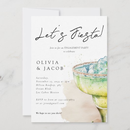 Lasst uns Fiesta Tequila Engagement Party machen Einladung (Vorderseite)