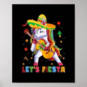 Lasst uns Fiesta Unicorn Guitar Funny Cinco de May Poster