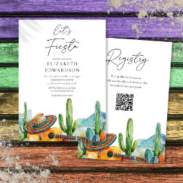 Lasst uns Fiesta Watercolor QR Code Brautparty Einladung