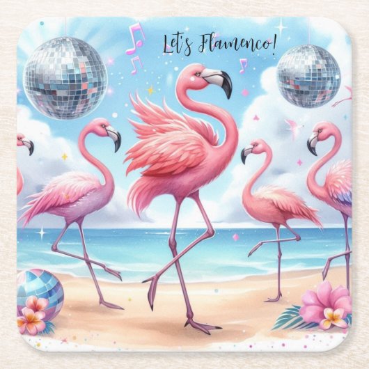 Lasst uns Flamenco! Birthday Beach Bash Rechteckiger Pappuntersetzer (Vorderseite)