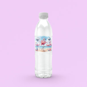 Lasst uns Flamenco! Birthday Beach Bash Wasserflaschenetikett