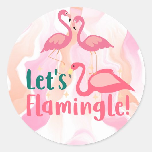 Lasst uns Flamingale mit Flamingo-Vögeln Runder Aufkleber (Vorderseite)