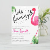 Lasst uns Flamingle Baby Shower Einladung (Stehend Vorderseite)