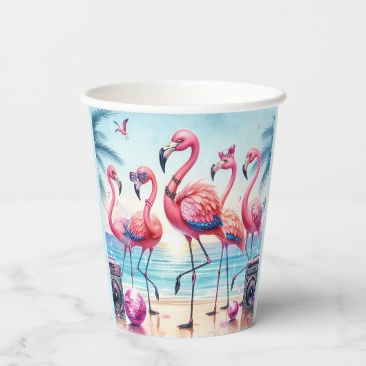 Lasst uns Flamingle Beach Party Pappbecher (Rückseite)
