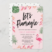 Lasst uns Flamingle | Einladung der Babydusche (Vorne/Hinten)
