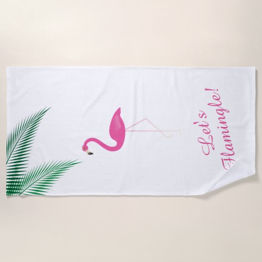 Lasst uns Flamingle Flamingo Beach Handtuch (Vorderseite)