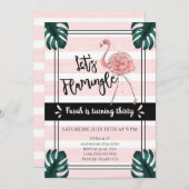 Lasst uns Flamingle | Flamingo Birthday Einladung (Vorne/Hinten)