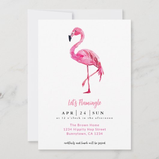 Lasst uns Flamingle Flamingo Cocktails trinken Einladung (Vorderseite)