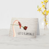 Lasst uns Flamingle Flamingo Rose Valentine Karte (Gelbe Blume)