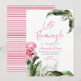 Lasst uns Flamingle Flamingo Tropical Baby Dusche Einladung