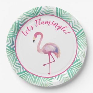 Lasst uns Flamingle Flamingo Tropische Pappteller