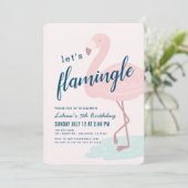Lasst uns Flamingle Framingo Girl Pink Geburtstag Einladung (Stehend Vorderseite)